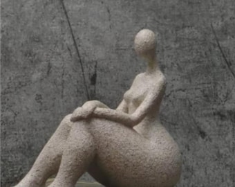 Sandstone Curvy Woman Sculpture – Feminine Abstract Art for Home & Garden