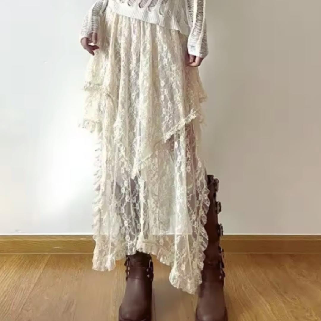 Lace Asymmetrical Fairycore Skirt