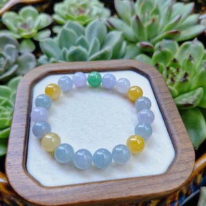 Pulsera de cadena de jadeíta birmana natural de grado A - tamaño de las cuentas 10 mm - Sin tratar - Certificada