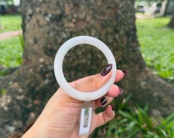 Natürlicher Grad A Burma Jadeit Armreif 56.5 mm - Unbehandelt - Zertifiziert
