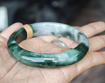 Natürlicher Grad A Burma Jadeit Armreif 59 mm - Unbehandelt - Zertifiziert
