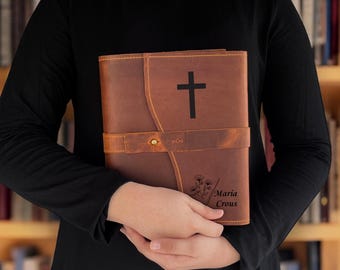 Custom Religious Journal with Free Notebook and Pen, Personalized Leather Prayer Journal, Christian Gift, Devotional Journal, Pastor Gift