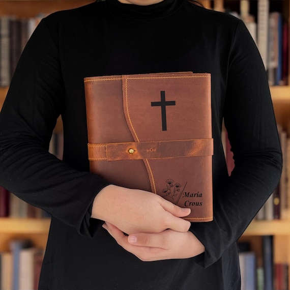 Custom Religious Journal with Free Notebook and Pen, Personalized Leather Prayer Journal, Christian Gift, Devotional Journal, Pastor Gift