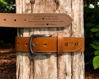 Personalized Leather Belt for Men: Custom Engraved Leather Belt for Husband, Valentines Gift, Anniversary Gift, Christmas Day Gift,