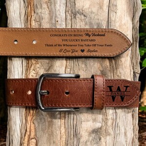 Custom Leather Belt, Personalized Engraved Men&#39;s Belt, Anniversary Gift for Husband, Gift for Him, Boyfriend Valentines Gift, Father&#39;s Day