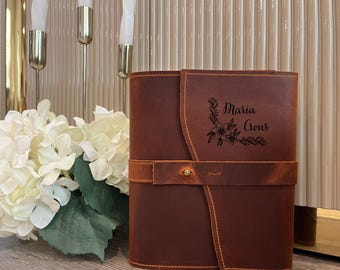 Personalized Full-Grain Leather Journal, A5 Refillable Notebook, Valentine's Day, Travel Notebook, Leather Sketchbook, Corporate Gifts,