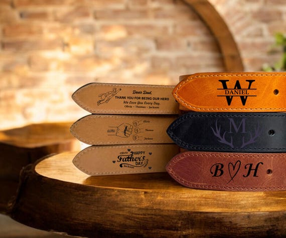 Personalized Leather Belt for Dad: Personalized Leather Belt for