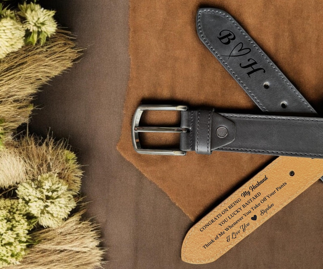 Personalized Leather Belt for Husband - Handcrafted Custom Belt for Him ...