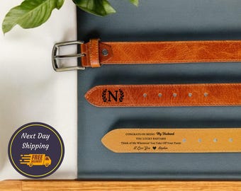 Personalized Leather Belt for Anniversary: Handcrafted Custom Belt for Him, Valentines Day Gift for Husband, Unique Boyfriend Gift,