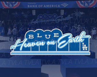 Pegatina de vinilo "Blue Heaven on Earth" - Béisbol de Los Ángeles (4" de ancho x 1.26" de alto)
