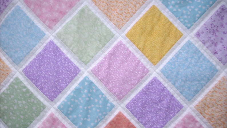 Gender Neutral LAST ONE Baby Bedding Flannel Pastel Patchwork Handmade Homemade Baby Quilt