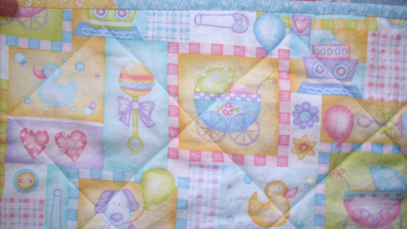 Gender Neutral LAST ONE Baby Bedding Flannel Pastel Patchwork Handmade Homemade Baby Quilt