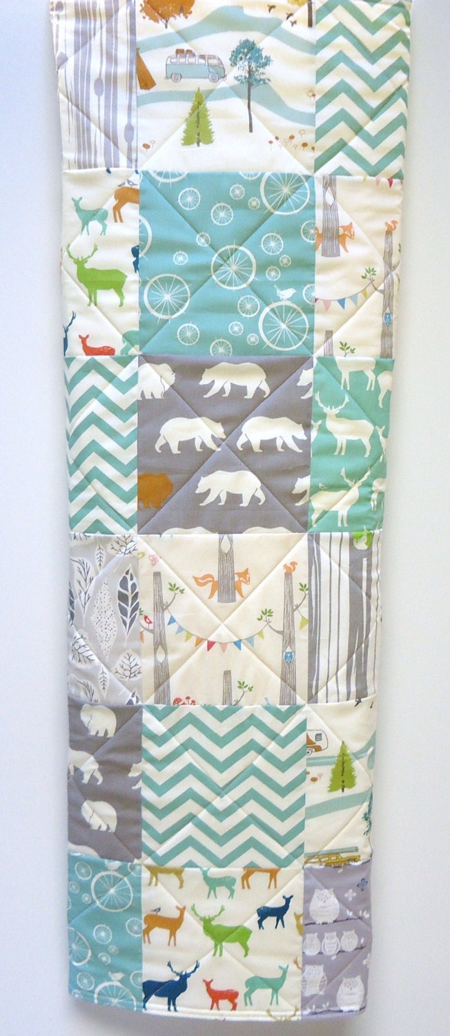 Mint Baby Quilt Birch Fabric Rustic Baby Boy Bedding Gray Etsy