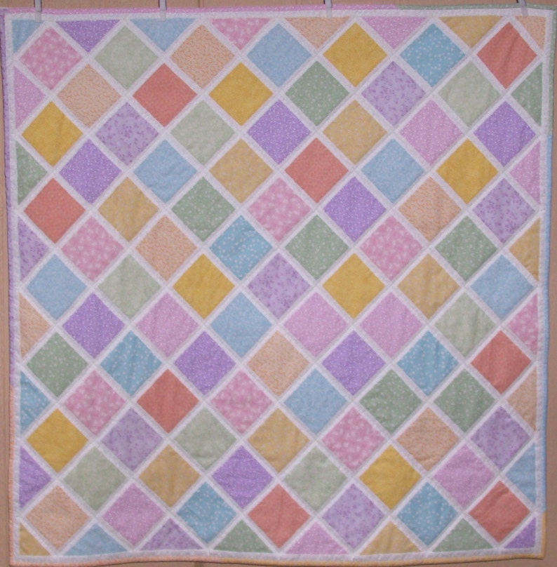 Gender Neutral LAST ONE Baby Bedding Flannel Pastel Patchwork Handmade Homemade Baby Quilt