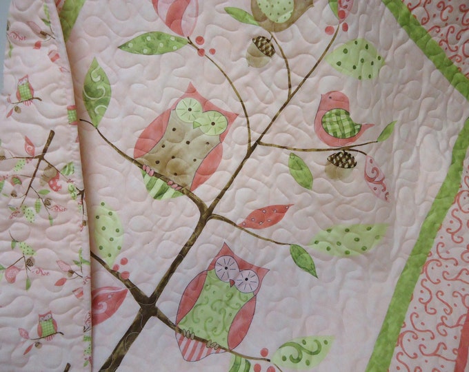 Girl Owl Bedding Baby Girl Quilt Pink Baby Quilt Etsy