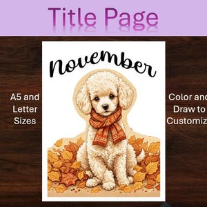 November Title Page for Bullet Journal - Printable - Dog-Themed