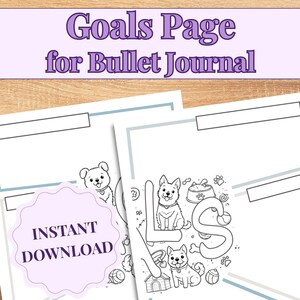Yearly Goals Spread - PRINTABLE Bullet Journal Insert - 2 Page Planner Layout