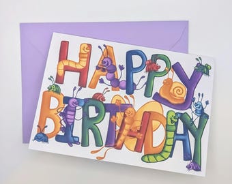 Carte Insecte bestiole de joyeux anniversaire