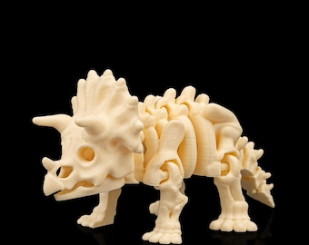 Drukowany w 3D, przegubowy triceratops w kształcie kości – elastyczna figurka dinozaura – prezent w kształcie dinozaura i zabawka sensoryczna
