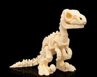 3D Printed Articulated Bone-Style Velociraptor – Flexi Dino Fidget Toy – Collectible Prehistoric Dino