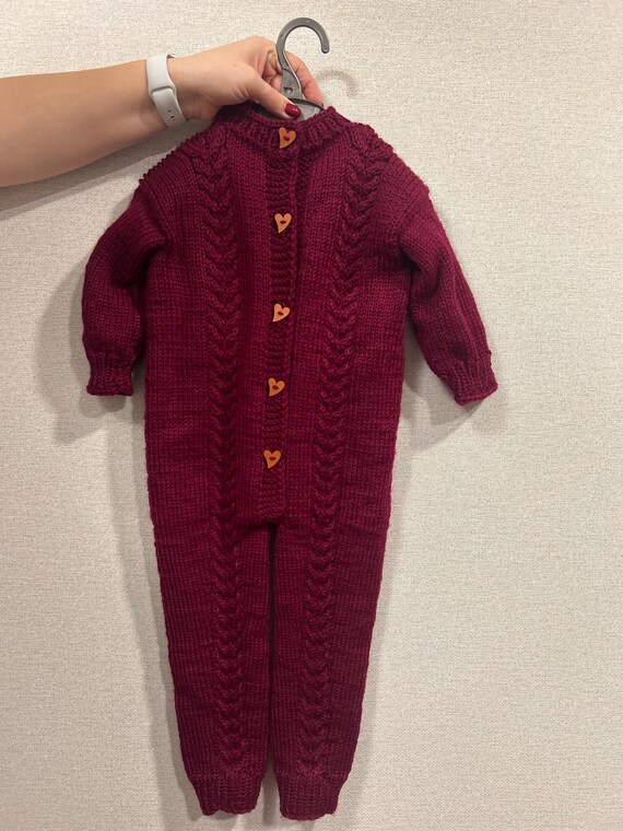 Combi-short tricoté à la main pour bébé – Laine mérinos Couleurs