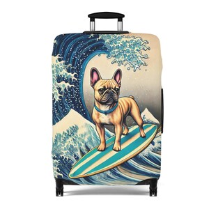 Surferbagagehoes, Franse bulldog-kofferbeschermer, rekbare koffer, reisaccessoire heren, reisbagagehoes, gepersonaliseerd