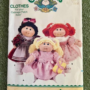 Cabbage Patch dockkläder Vintage 1980-tals Butterick 399 sömnadsmönster, klänning, mamekler och förkläde