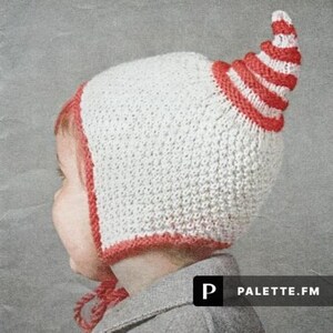 Patrón de tejido de punto vintage para gorro de hada, de 6 a 12 meses, de 12 a 24 meses, de los años 1940 y 1950, lana DK o ligera, de 12 a 18, de 18 a 24 meses, en dos colores