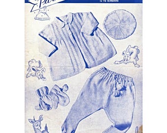 Vintage 1940s Layette Knitting Pattern, 12-18 Months (PDF Pattern)