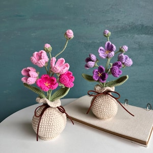 Wedding Gifts Handmade Crochet Flowers Pot, Knitted Flower Bouquet, Birthday, Get Well, Love, Wedding Favors,Bridesmaid Proposal Gift,