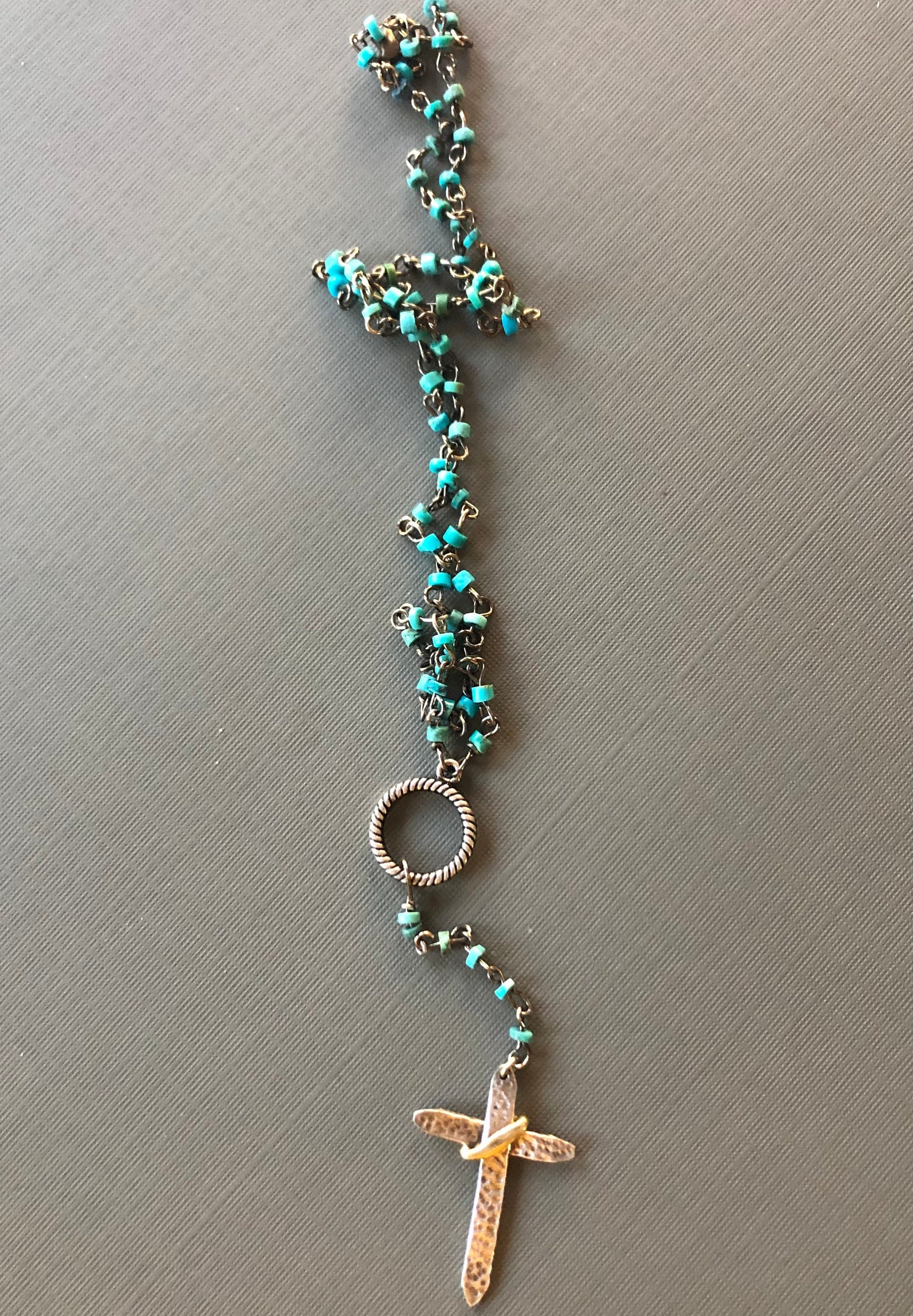 Rosary Style Necklace With Turquoise Beads Etsy UK