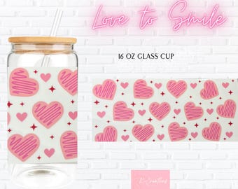 16 oz Heart glass cup