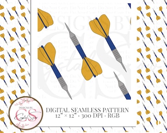 Flying Darts Seamless Pattern: Hand-Drawn Yellow Dart Tile (12x12 PNG Digital Download)