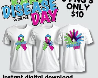 Rare Disease Day Awareness PNG Bundle | Handprint Ribbon Design | Sublimation & Cricut Digital Download