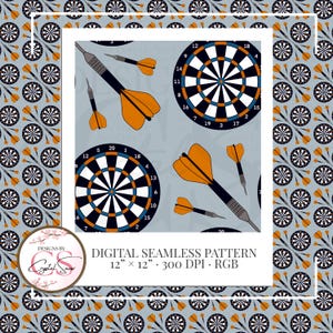 Padrão de alvo de dardos sem emendas: peça desenhada à mão para noite de jogo (12x12 PNG)