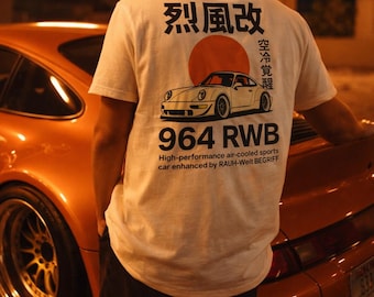 Camiseta Porsche 964, regalo para entusiastas de los coches RWB, camiseta de la cultura automovilística japonesa JDM, regalo para propietarios de Porsche