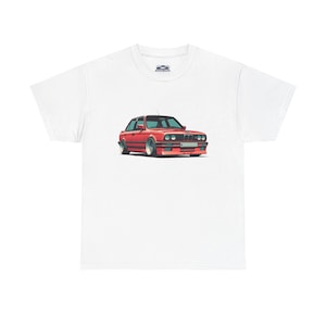 Vintage Car Unisex Tee, Classic Car Lover Gift, Retro Auto Enthusiast Shirt, Red BMW E30 Design, Men Women T-Shirt, Muscle Car Apparel