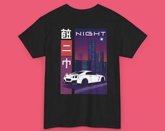 Camiseta unisex de Nissan GTR R35 Night Anime, camiseta de estilo urbano JDM, regalo para entusiastas de los coches, diseño minimalista, camiseta unisex de algodón