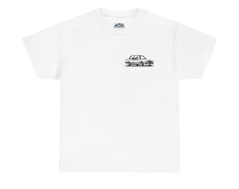 Camiseta unisex BMW E30 en blanco y negro, regalo para entusiastas de los coches, camiseta para amantes de los coches clásicos, camiseta de coches retro, camiseta BMW vintage