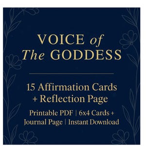 Voce della Dea / 15 carte di affermazione del divino femminile + pagina di riflessione / Mazzo PDF stampabile / Pagina di diario / Download immediato