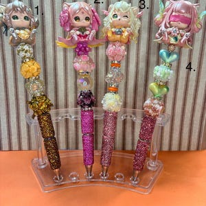 One of a kind Moni Cat rhinestone beaded pen