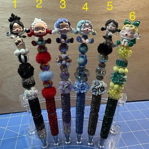 One of a kind Skullpanda inspired rhinestone pens