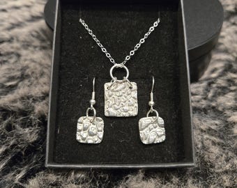 Handmade Fine Silver Necklace and Earring Set - Sterling Silver Chain