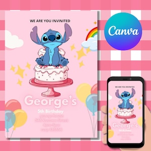 Joyful Blue Cartoon Birthday Party Invitation, Blue Cartoon Birthday Invitation,Cartoon Birthday Invitation, Party Invite Template