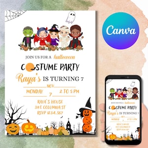Hero Birthday Invitation Editable Cartoon Costume Party Invite Digital Download