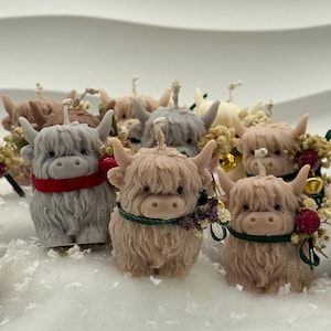 Highland-Kuh Kerze aus Rapswachs | Handgemachte vegane Kerze | Nachhaltige Geschenkidee & dekorative Kerze