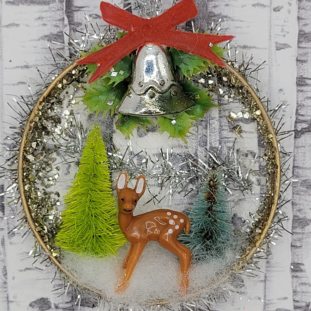 Vintage Ornament, Retro Ornaments, Kitschy Christmas, Jar Lid Ornament