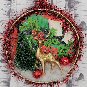 Vintage Ornament, Retro Ornaments, Kitschy Christmas, Jar Lid Ornament, Retro Christmas Ornament,  Retro Holiday, Holiday, Seasons Greetings