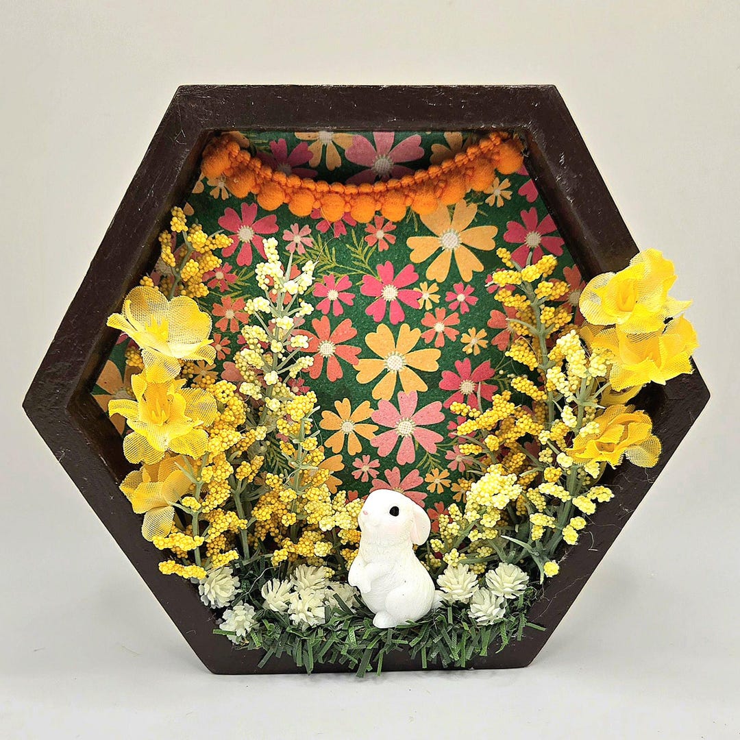 Bunny Shadow Box Bunnies Spring Shadow Box Spring Easter Decorations - Etsy