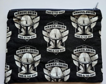 The Mandalorian zipper pouch, makeup bag, pencil case, 7.5" x 5.5"